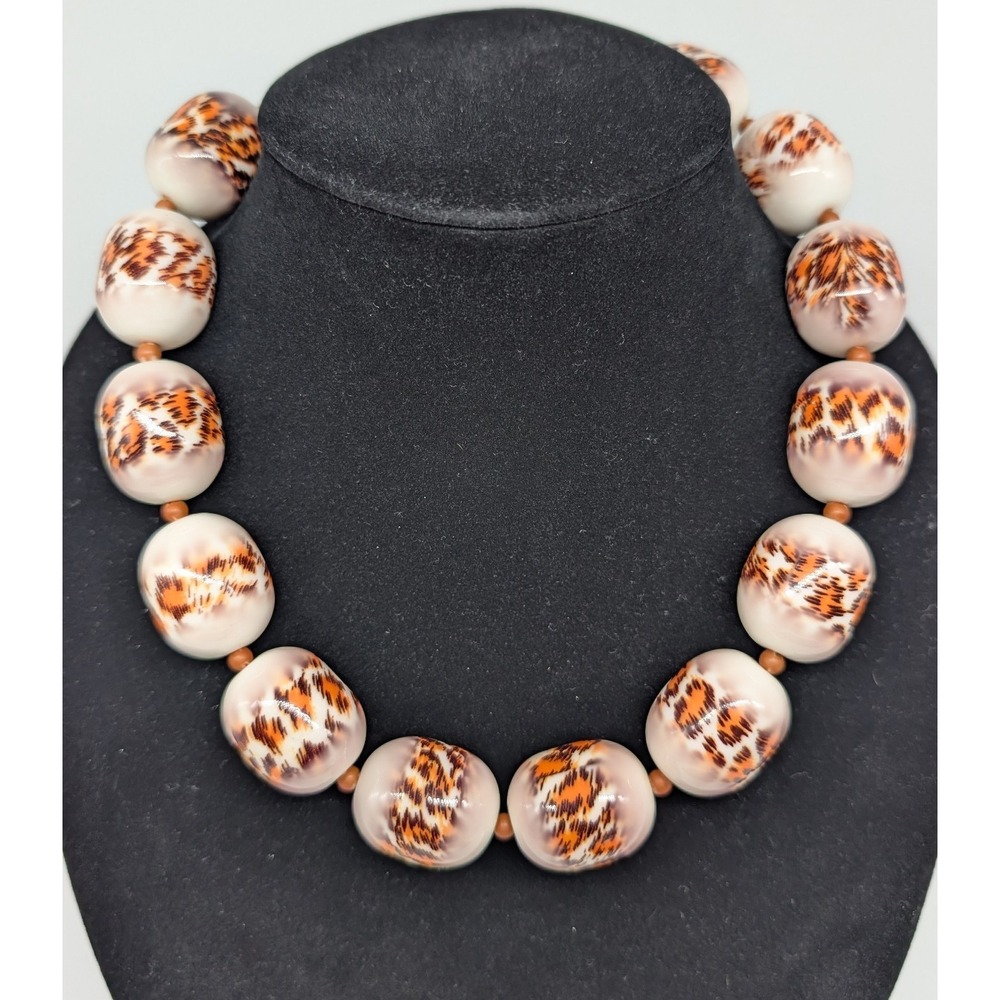 Vintage Chunky Large Beaded Necklace Animal Print Costume Jewelry Fashion